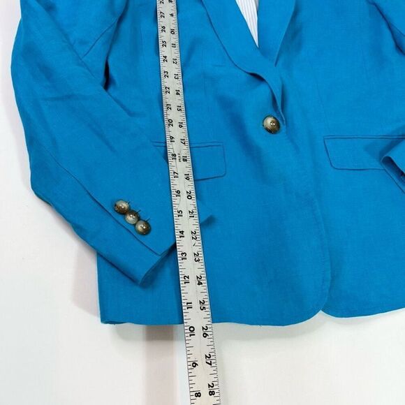 Talbots Blazer Womens 8 Blue Long-Sleeve Notch Lapel One Button Linen - Picture 5 of 9